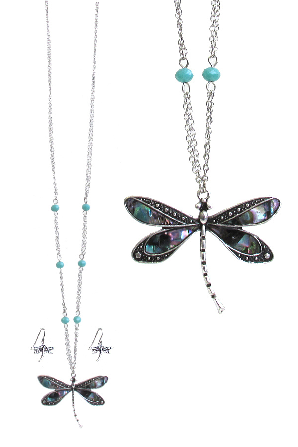 ABALONE DRAGONFLY NECKLACE
