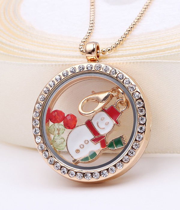 Origami style cristmas floating charm magnetnic clasp open locket necklace