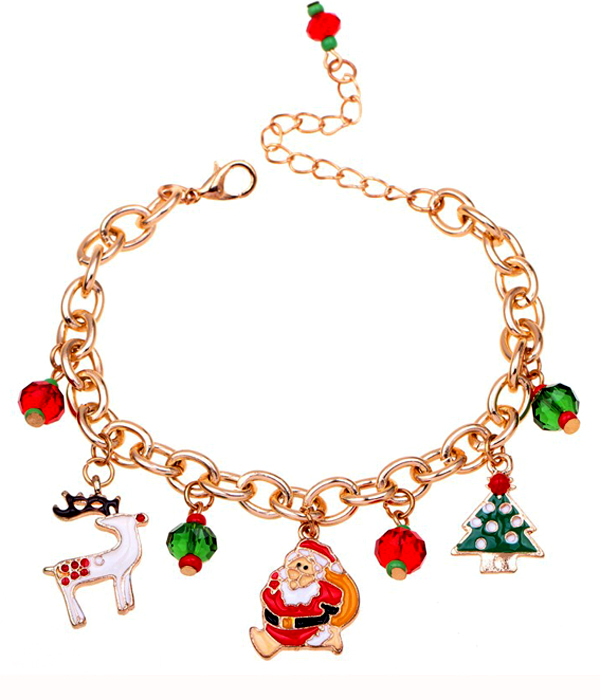Mixed christmas charm dangle chain bracelet