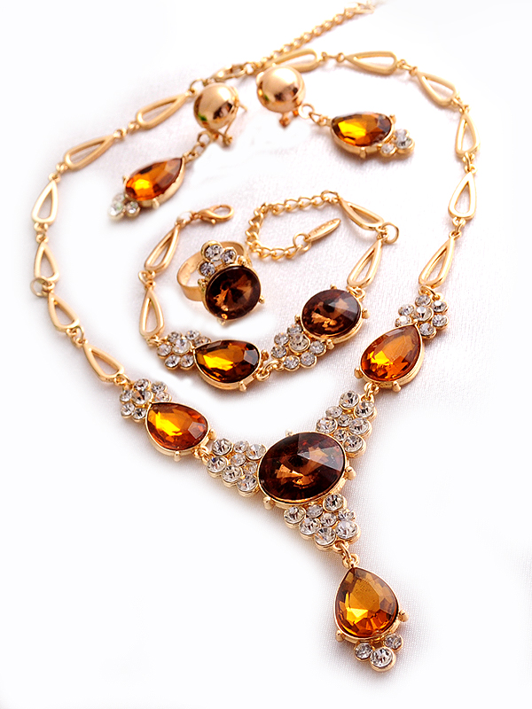 Crystal necklace bracelet earring set