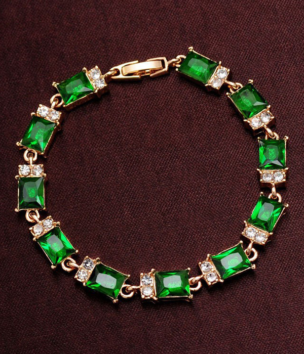 Colorful crystal chain link bracelet