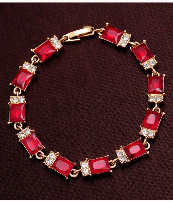 Colorful crystal chain link bracelet