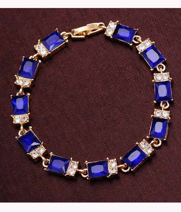 Colorful crystal chain link bracelet