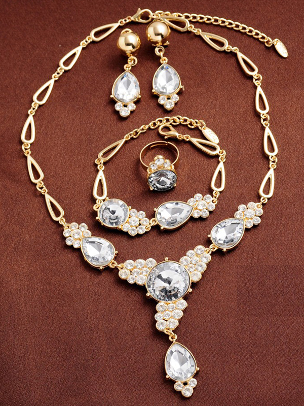Crystal necklace bracelet earring set