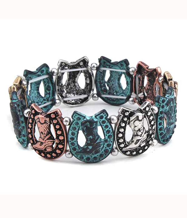 Chico style vintage metal stretch bracelet - western theme