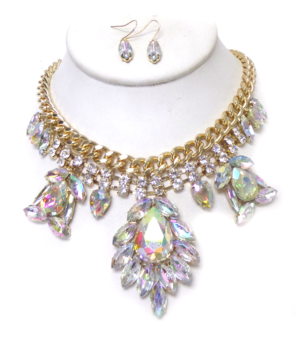 Crystals chain necklace set