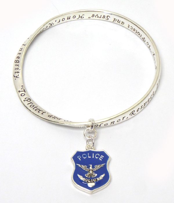 POLICE THEME CHARM TWISTED METAL BANGLE