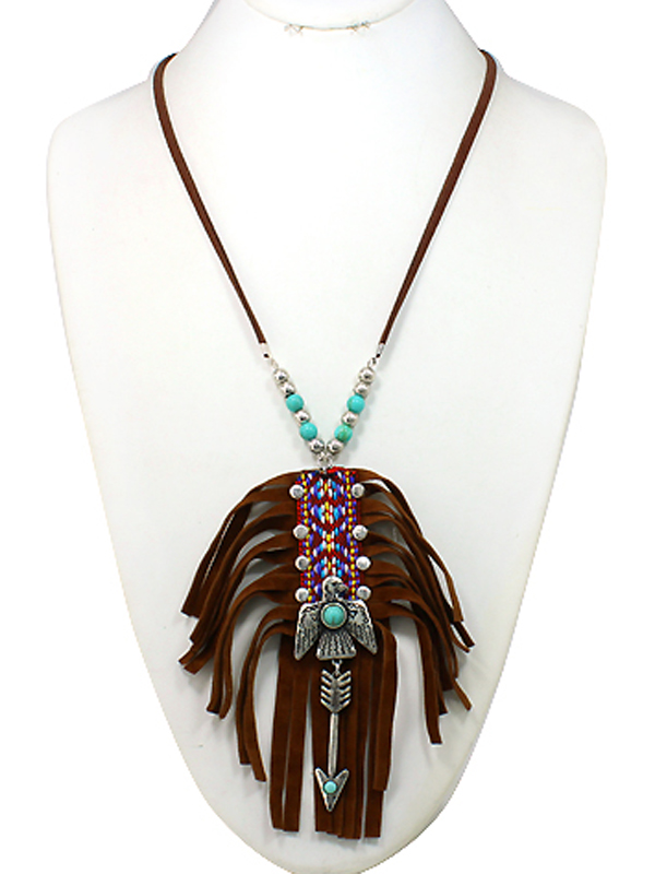 Bohemian suede tassel necklace