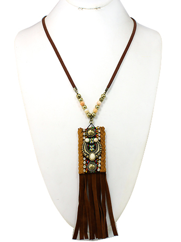 Bohemian suede tassel necklace