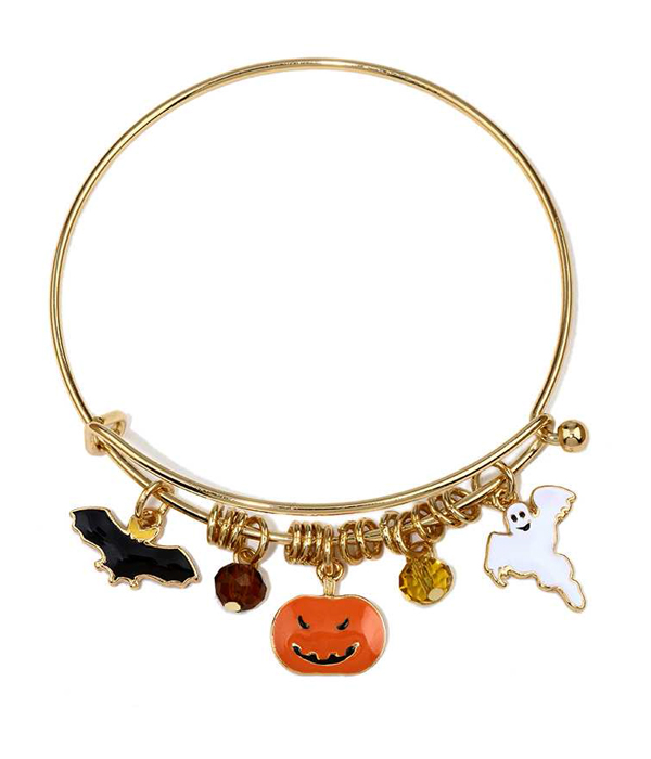 Halloween theme charm  wire bangle bracelet