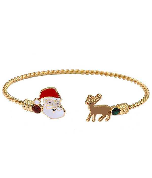 Christmas theme wire bangle bracelet