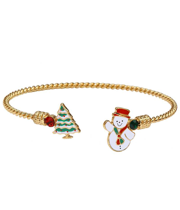 Christmas theme wire bangle bracelet