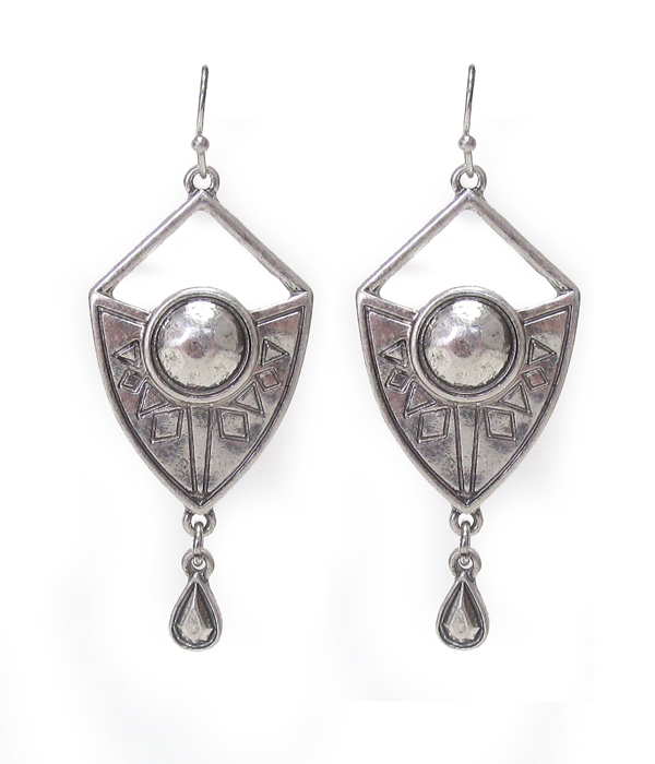 Bohemian style shield shape earring