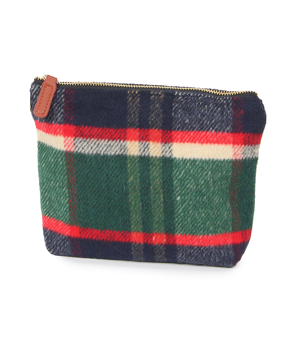 TARTAN POUCH COSMETIC BAG - 100% POLYESTER