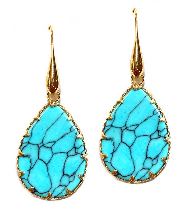 Semi precious stone teardrop earring