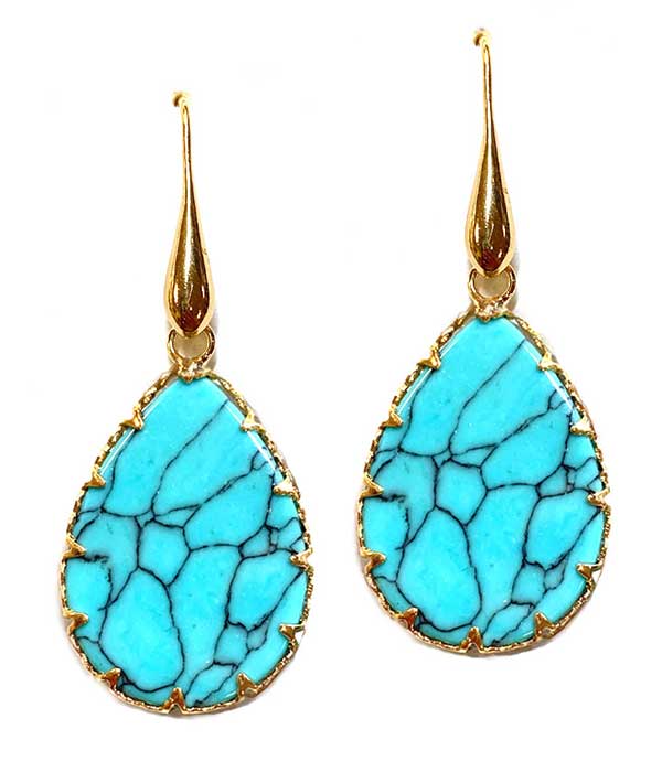 SEMI PRECIOUS STONE TEARDROP EARRING