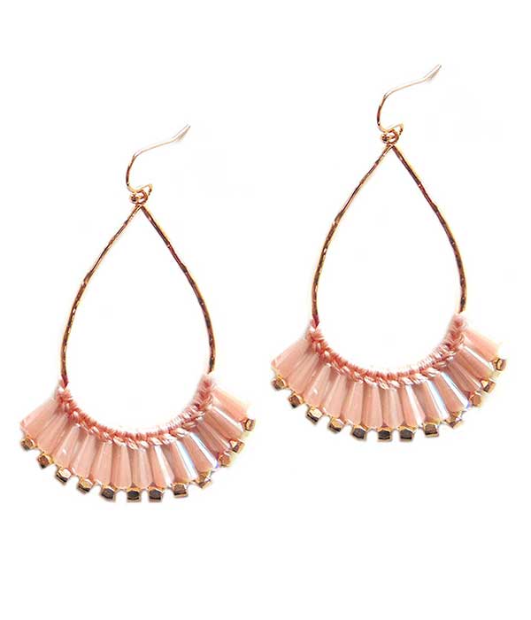 Stone tassel wire teardrop earring