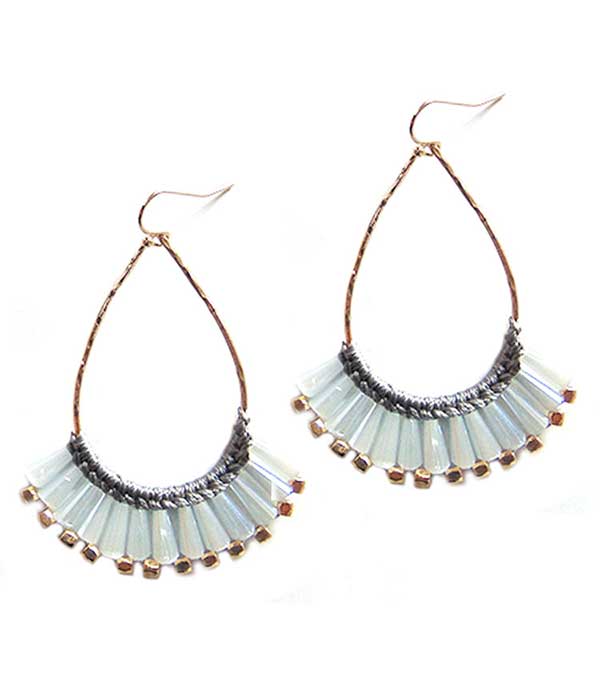 Stone tassel wire teardrop earring