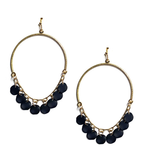 Multi facet stone dangle half wire hoop earring