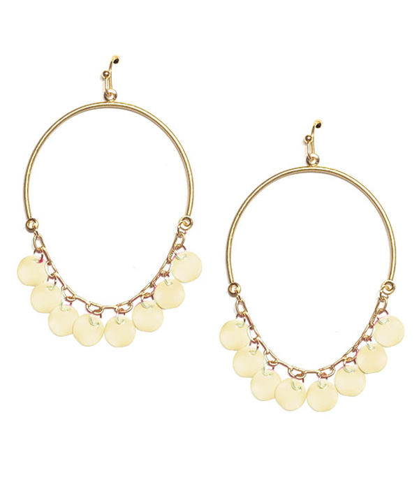 Multi facet stone dangle half wire hoop earring