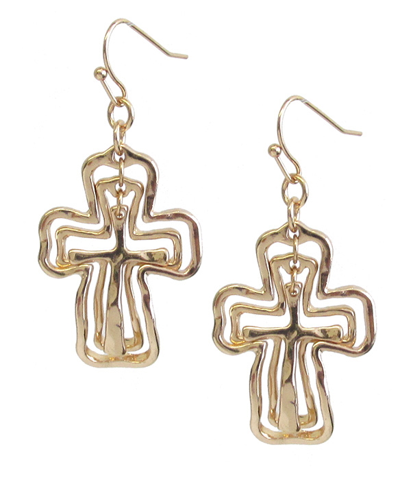 TRIPLE CROSS METAL EARRING