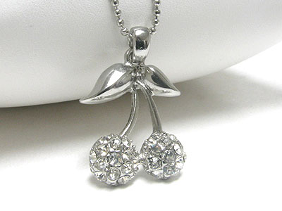 Crystal cherry pendant necklace