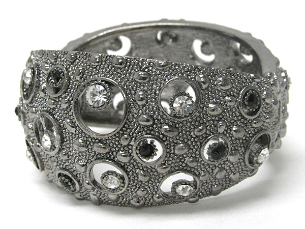 Crystal bubble deco metal bangle bracelet