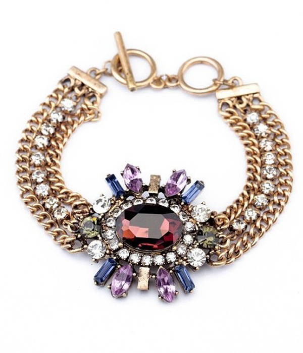 Boutique style statement crystal chain link bracelet