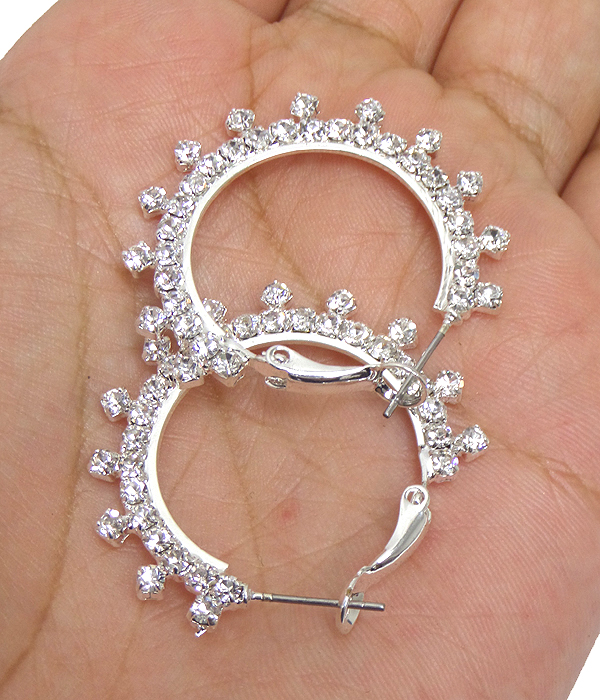 Crystal and rhinestone mix hoop earring