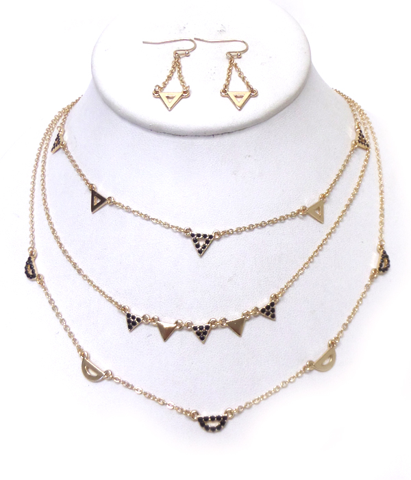 3 layer etsy style chain necklace set