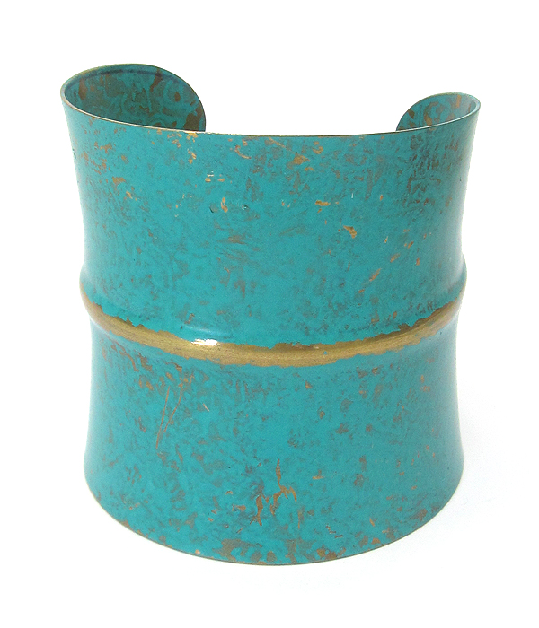Patina thick brass cuff bangle bracelet