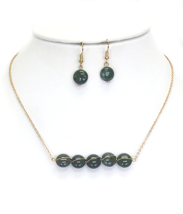 Glass ball link necklace set