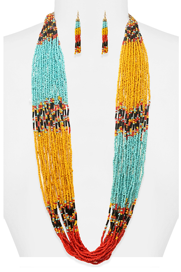 MULTI SEEDBEAD LAYER NECKLACE SET