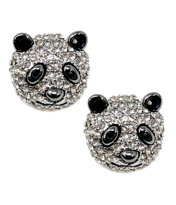 Crystal panda earring