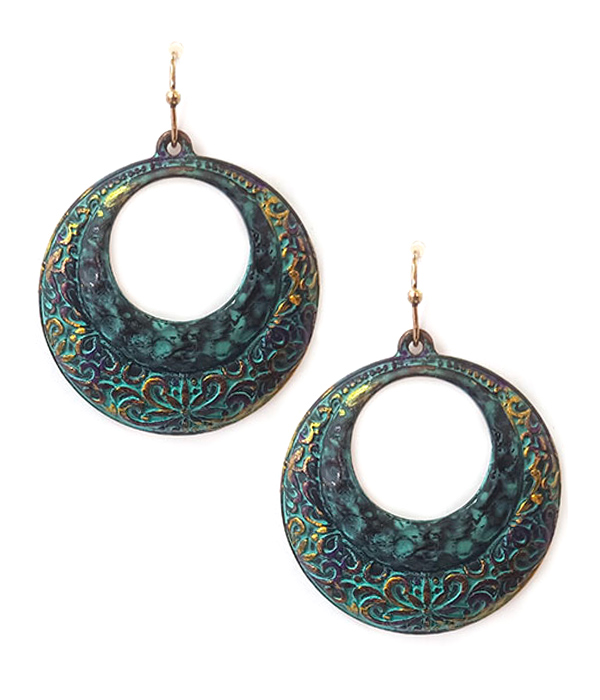 VINTAGE RUSTIC PATINA EARRING - DISC