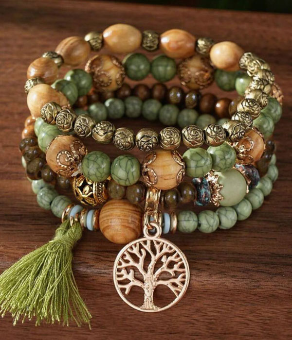 Tree of life 4 stretch bracelet set
