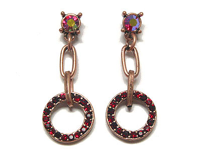 Crystal circle link drop earring