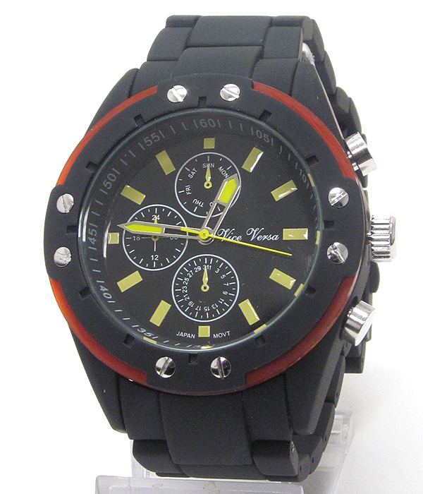 Swatch style color metal band watch