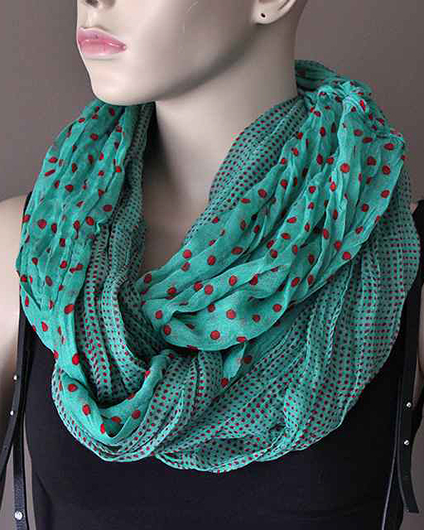 100% polyester mixed dot infinite scarf