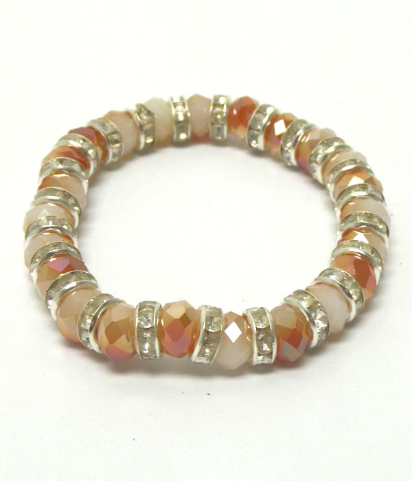 Two tones glass with stones bracelet 