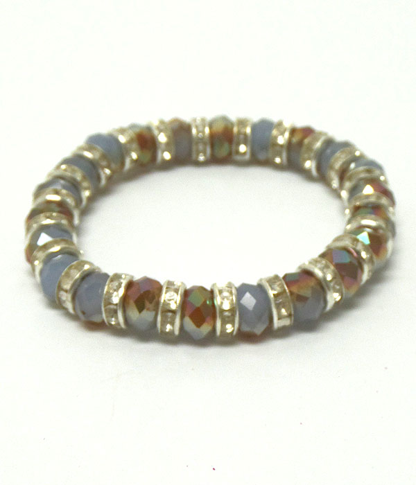 Two tones glass with stones bracelet 