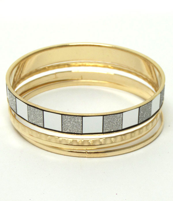 Five piece glitter bangle bracelet set 