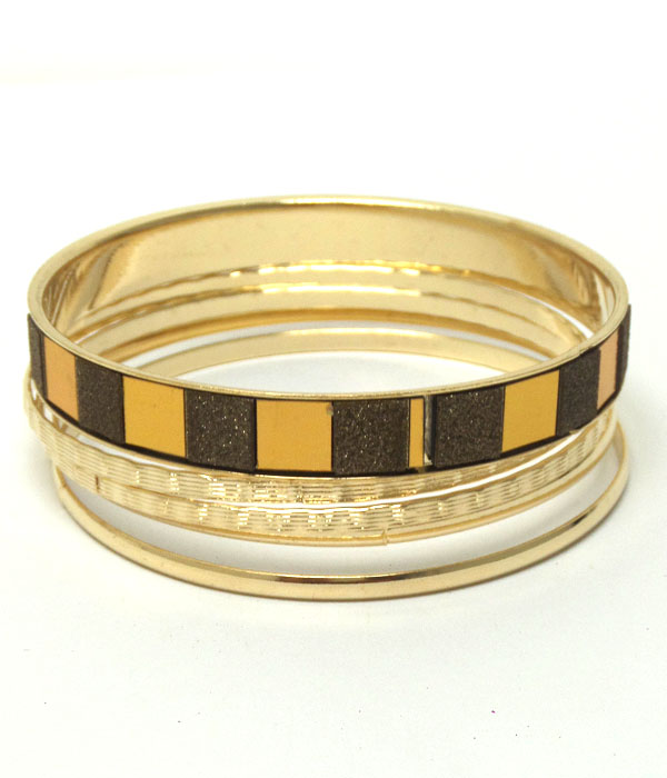 Five piece glitter bangle bracelet set 