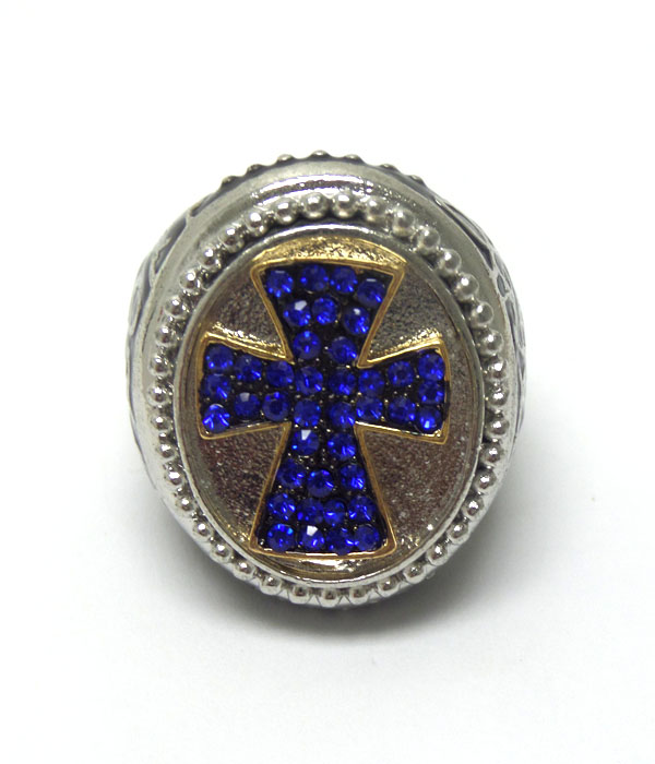 Cross two tone uni sex thick epoxy ring