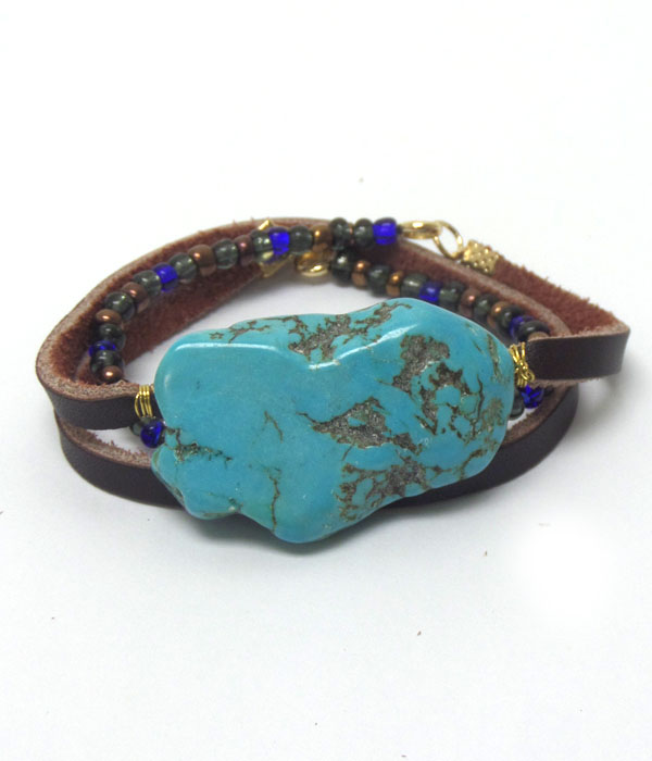 Wrap around netural stone and beads bracelet