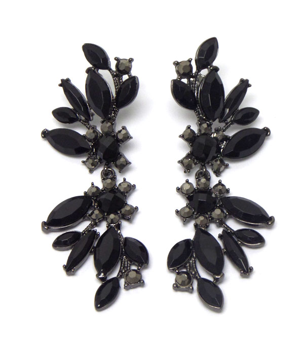 Multi shape crystal flower drop earring
