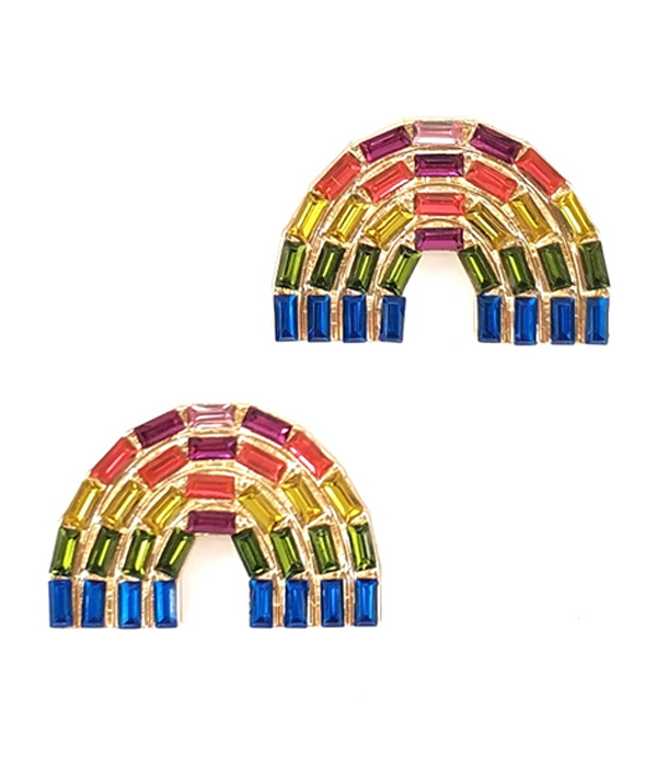BAGUETTE STONE RAINBOW EARRING