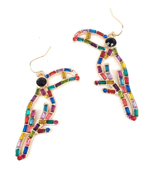 CRYSTAL TROPICAL BIRD EARRING - TOUCAN