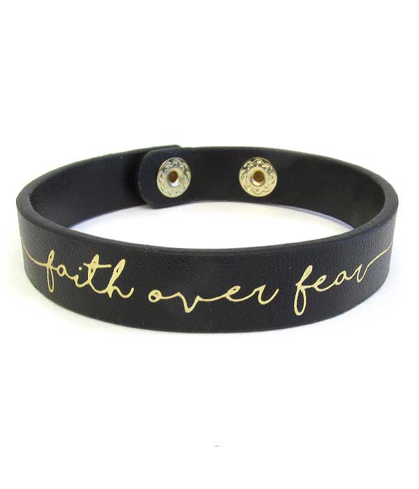 RELIGIOUS THEME LEATHERETTE BRACELET - FAITH OVER FEAR