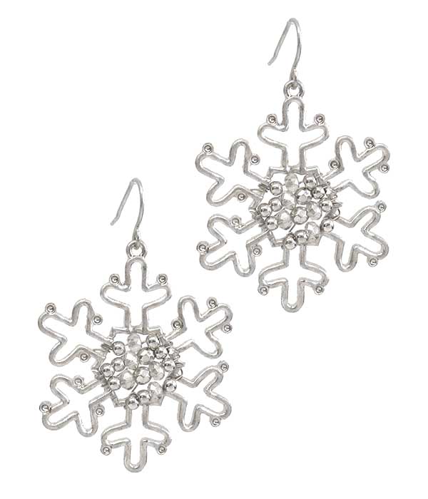 CHRISTMAS THEME WIRE SNOWFLAKE EARRING